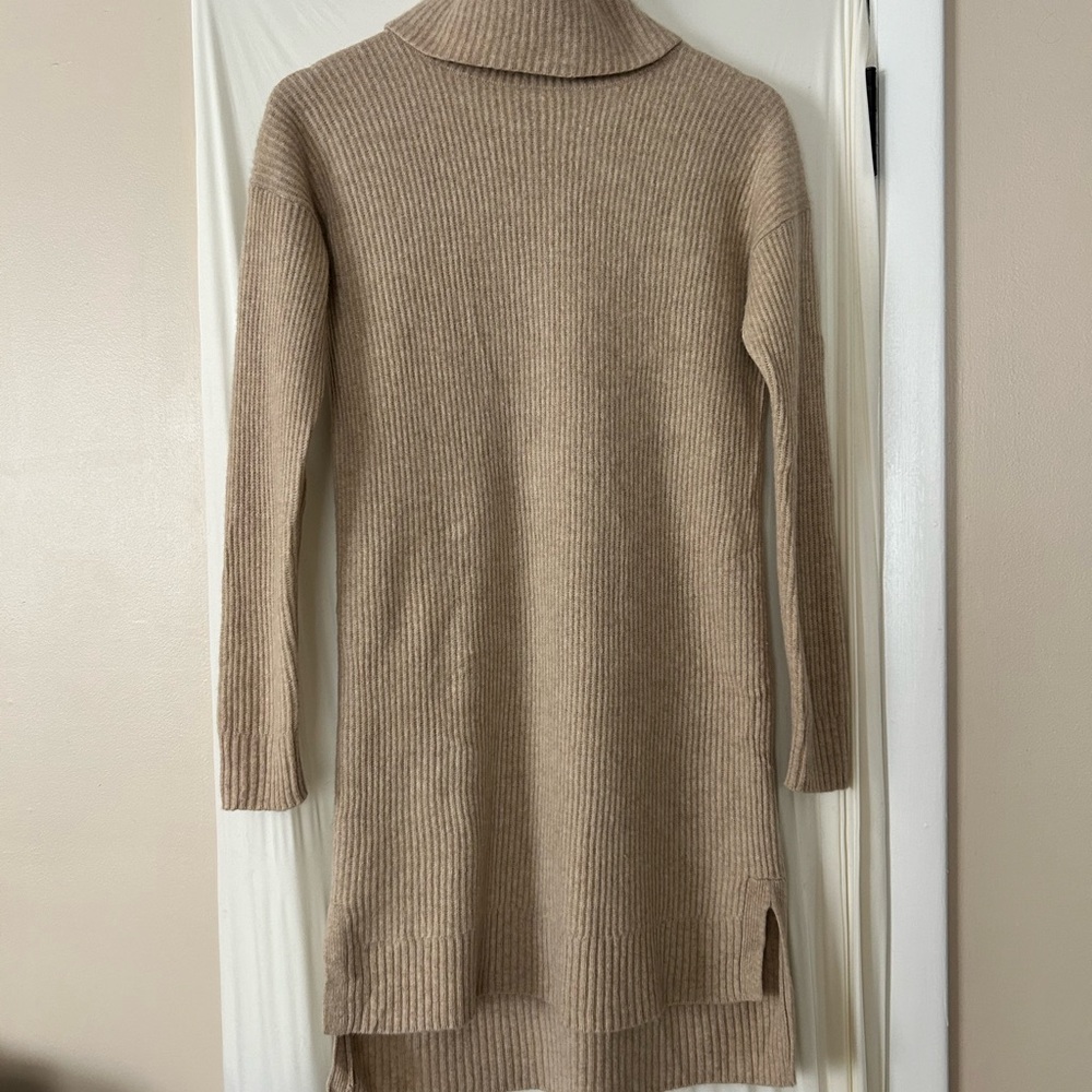 Vintage Madewell Ribbed Tan Turtleneck Sweater Dress